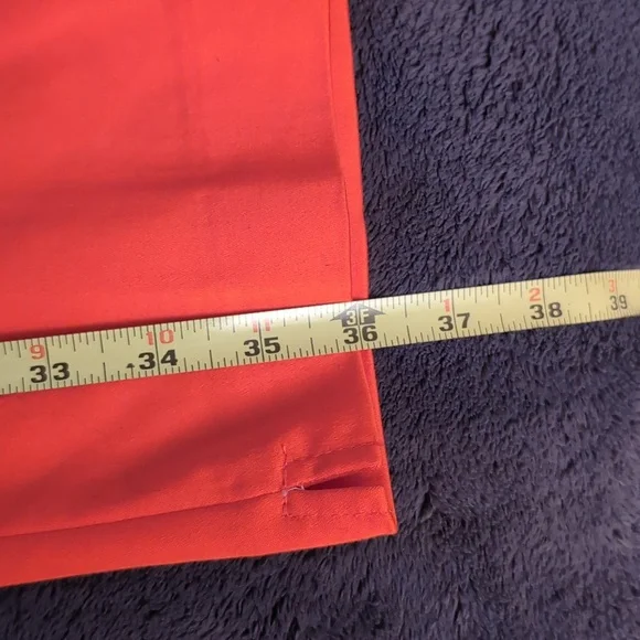 Loulou Diamond| Bright Orange Tapered Front Zippered Pants Cotton Blend - Picture 8 of 12